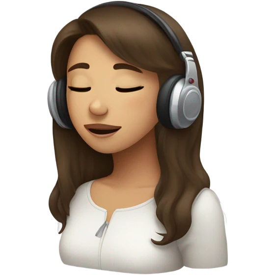 Girl closed eyes listening to music  brunette  eyes closed emoji