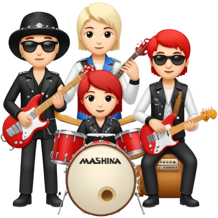 Russian rock band Mashina Vremeni with musicians playing instruments emoji