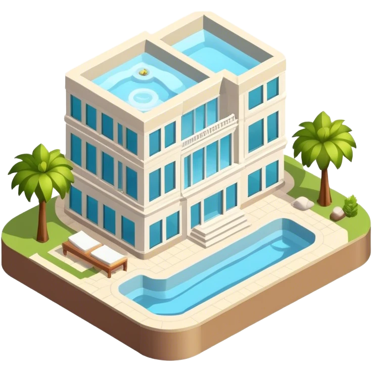 luxury spa resort hotel, isometric exterior  emoji