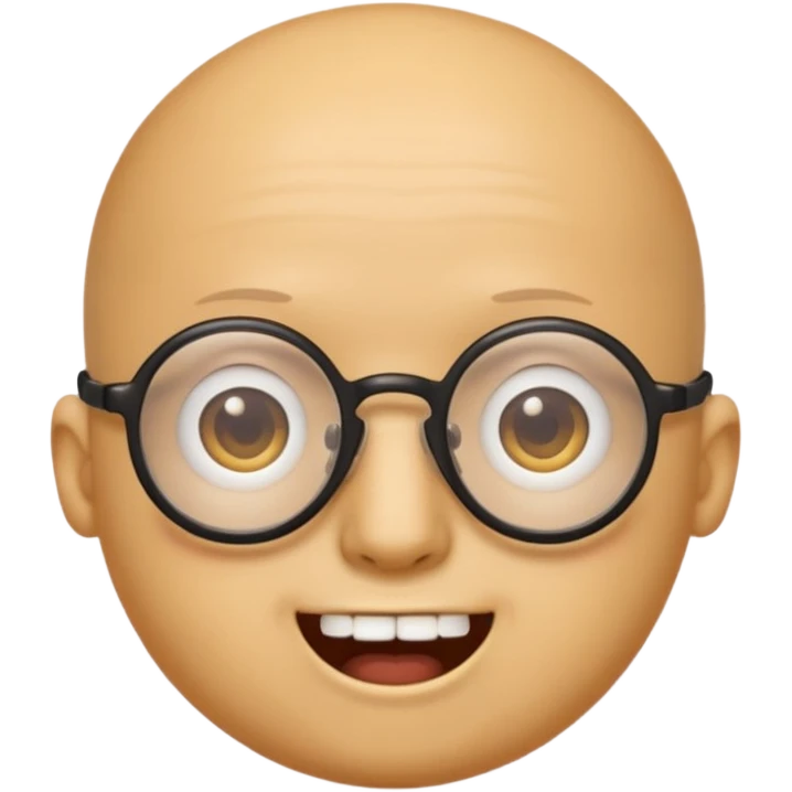 Créer un emoji nerd le perso doit être une tête basique d'emoji jaune tête ronde sans cheveux 🤓 avec une grosse paire de lunettes rectangulaires noires 3 petits boutons d'acné sur chaque joue et une dent qui dépasse  emoji
