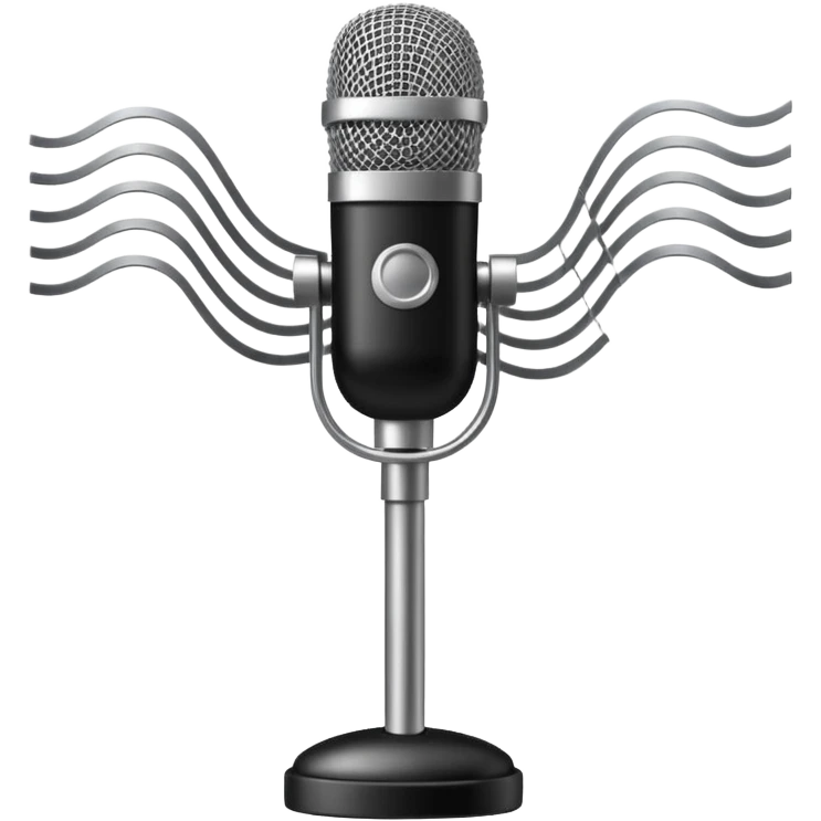 microphone on a stand with sound waves emoji
