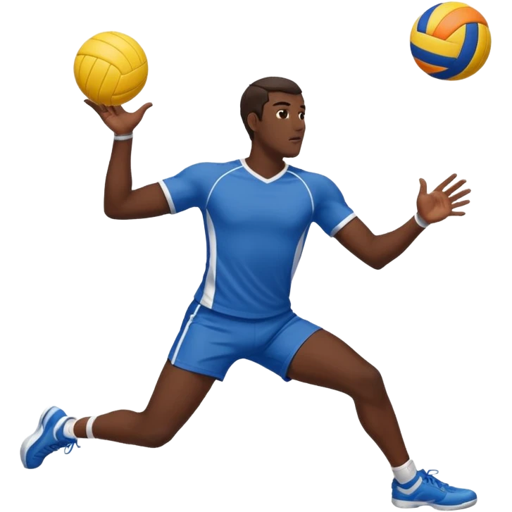 Guy dark skin playing volleyball with thick legs emoji