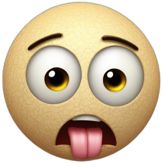 3d sphere with a cartoon nauseated skin texture with big kind eyes emoji