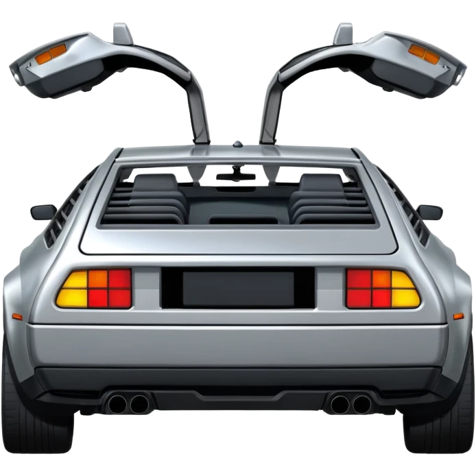 Silver DMC 12 Delorean 30 degree rear backview emoji