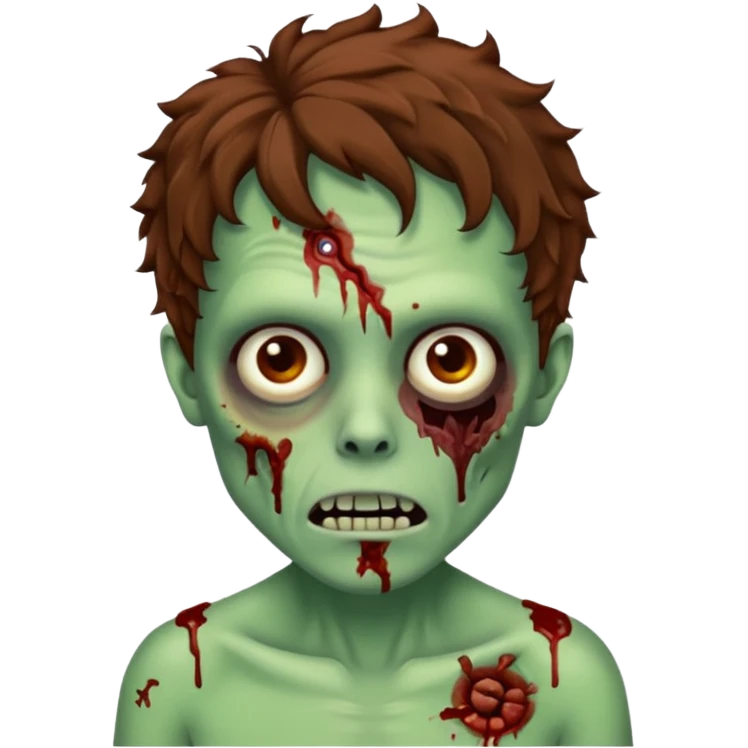 Zombie with lil bit curly medium brown hair emoji