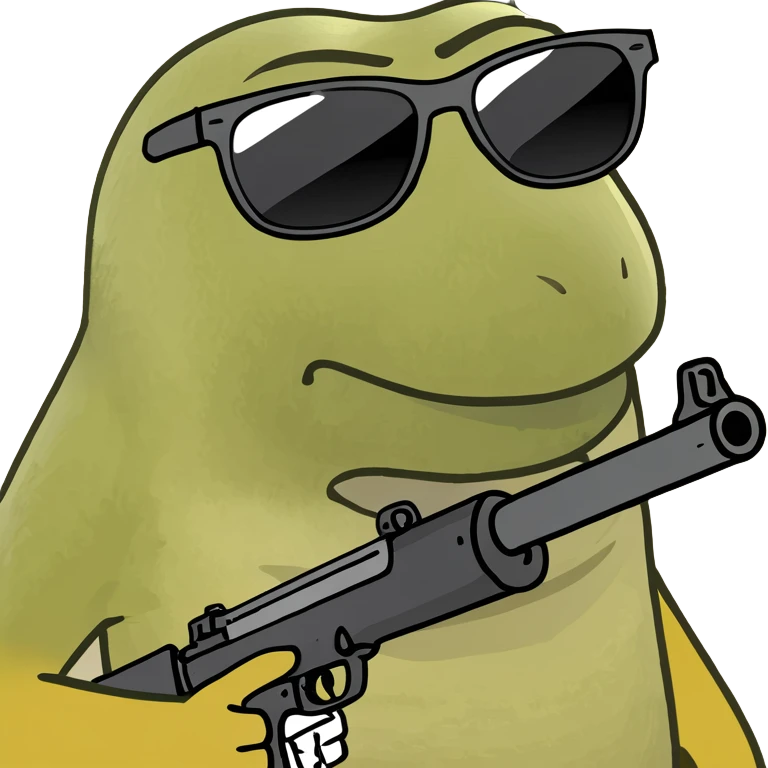 banana with sunglasses and a rifle emoji