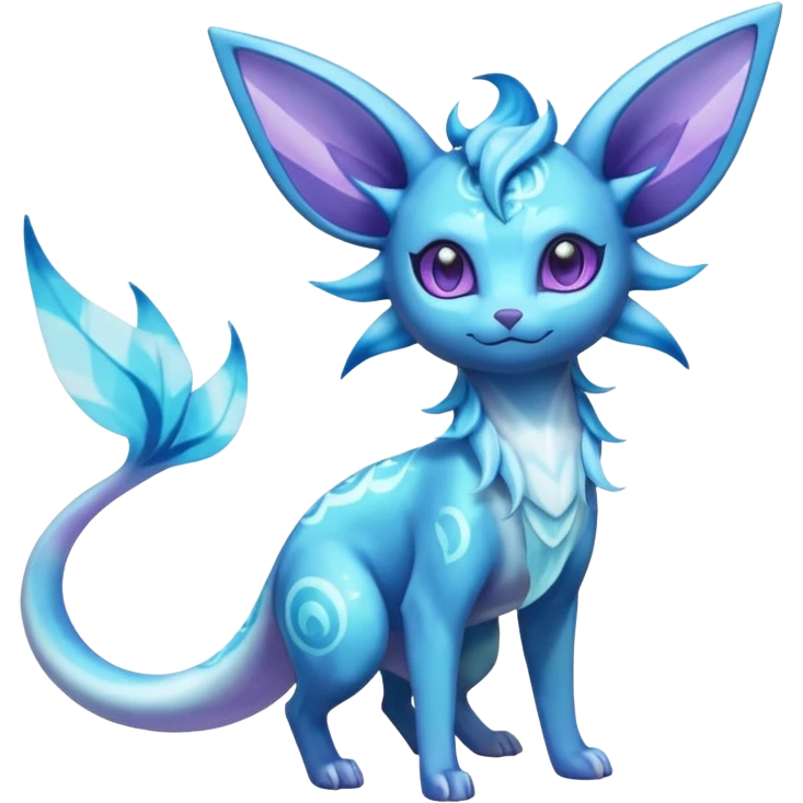 Shiny Nebulae Espeon-Lumineon-Vaporeon-Amaura-Glaceon-Dragonair-Fakémon-hybrid-creature (full body)  emoji