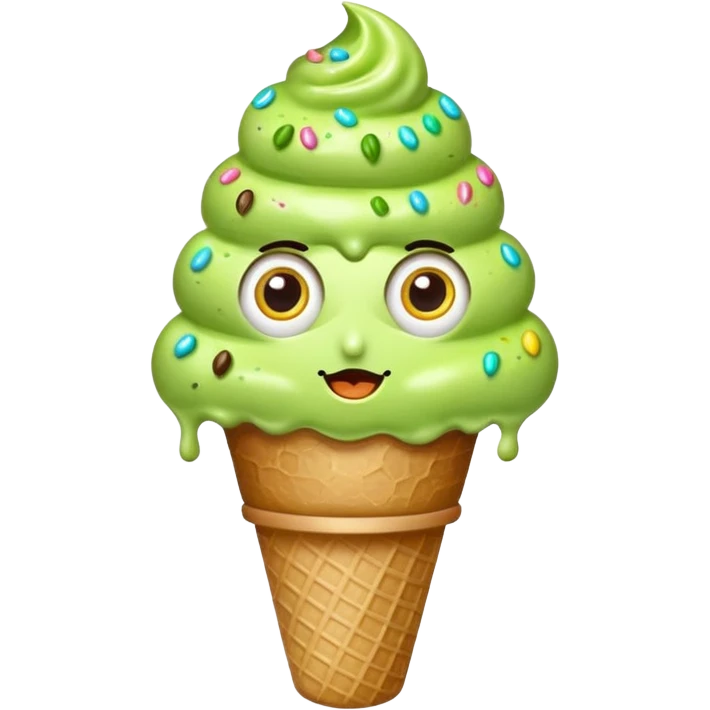 sprinkled green ice cream with eyes emoji