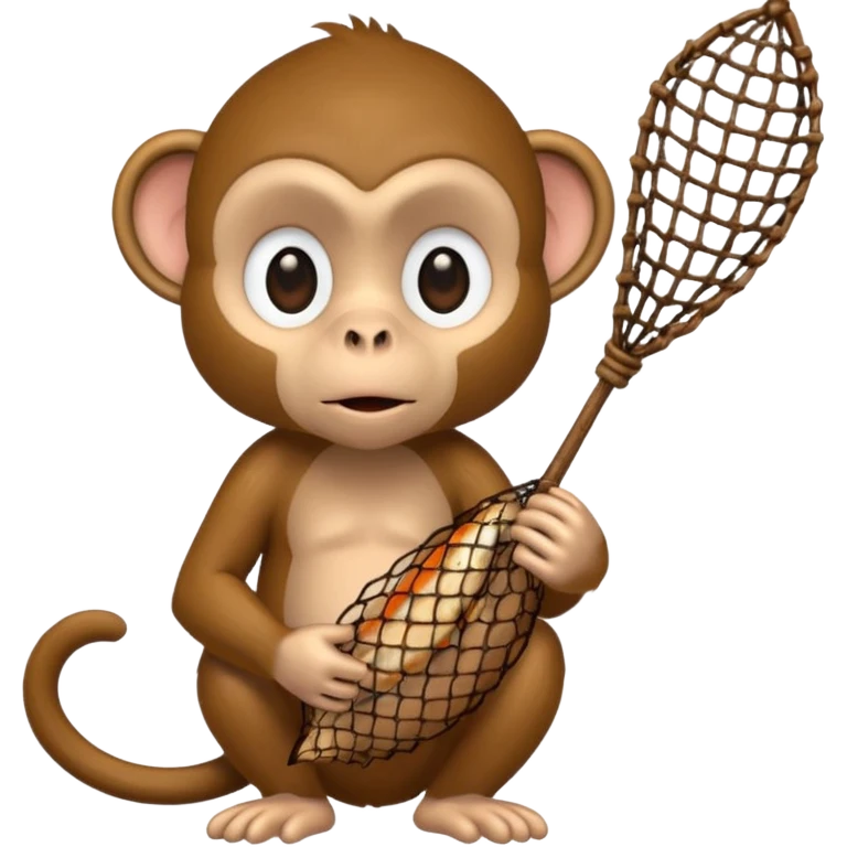 monkey holding fish net emoji