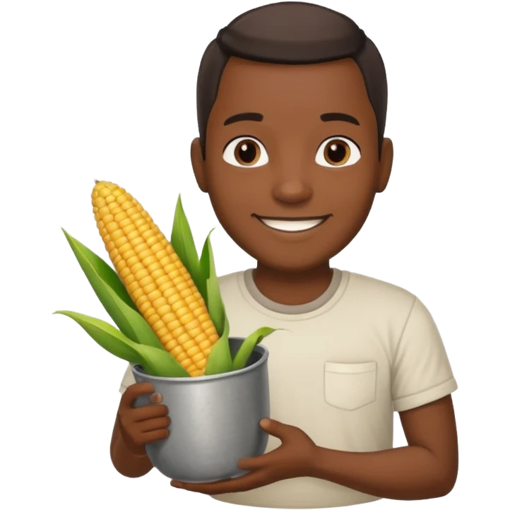 BLACK MAN HOLDING AN COOK CORN POT emoji