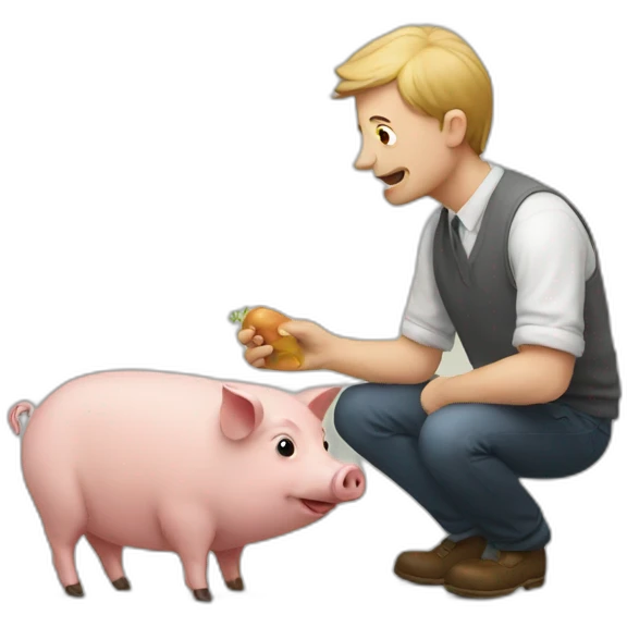 man talk with a pig emoji