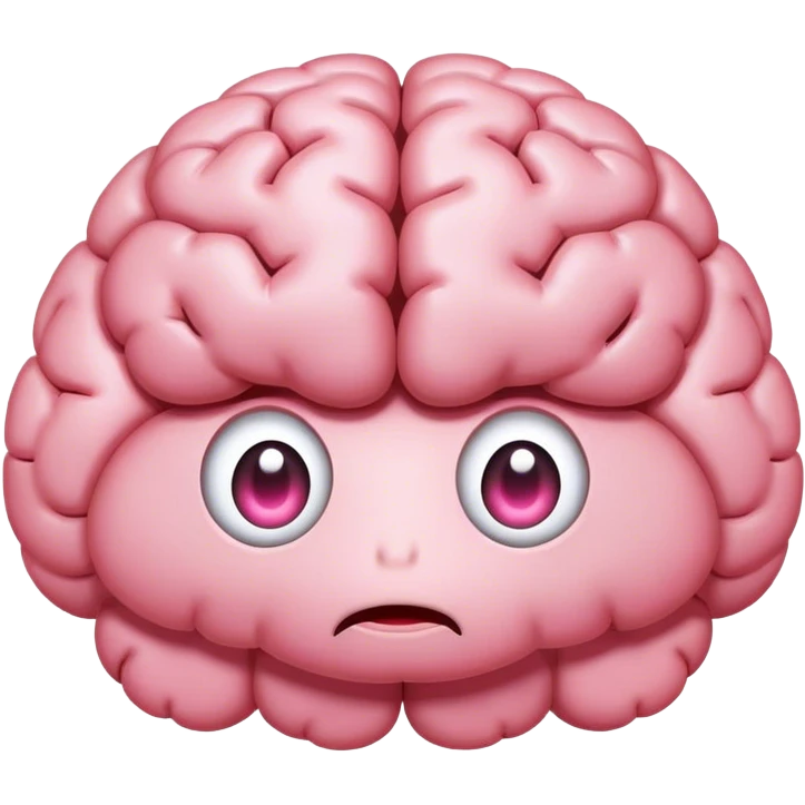 Pink brain with white cute eyes emoji