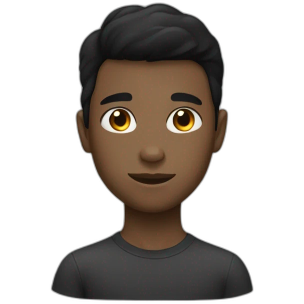 black-haired, dark and straight boy with a square face emoji