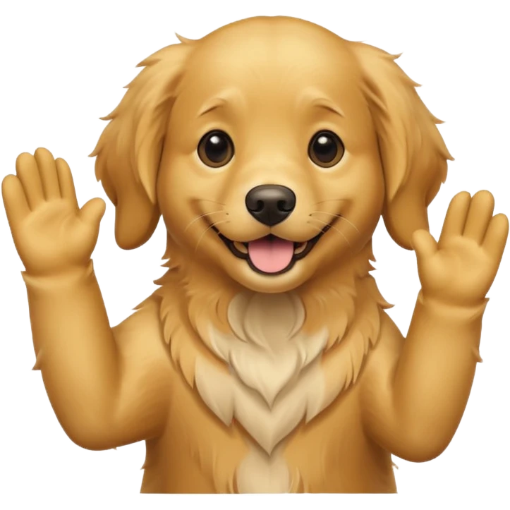 Golden retriever waving emoji