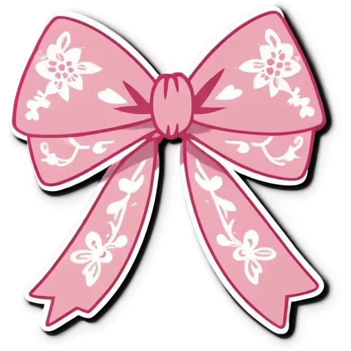 Soft pink bow with embroidery  emoji