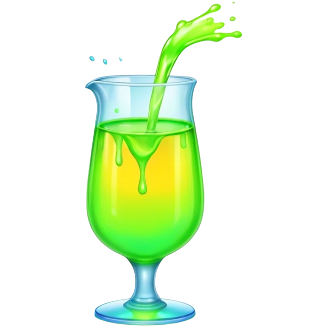 прозрачный переполненный неоновым эликсиром стакан, льющимся за края  emoji