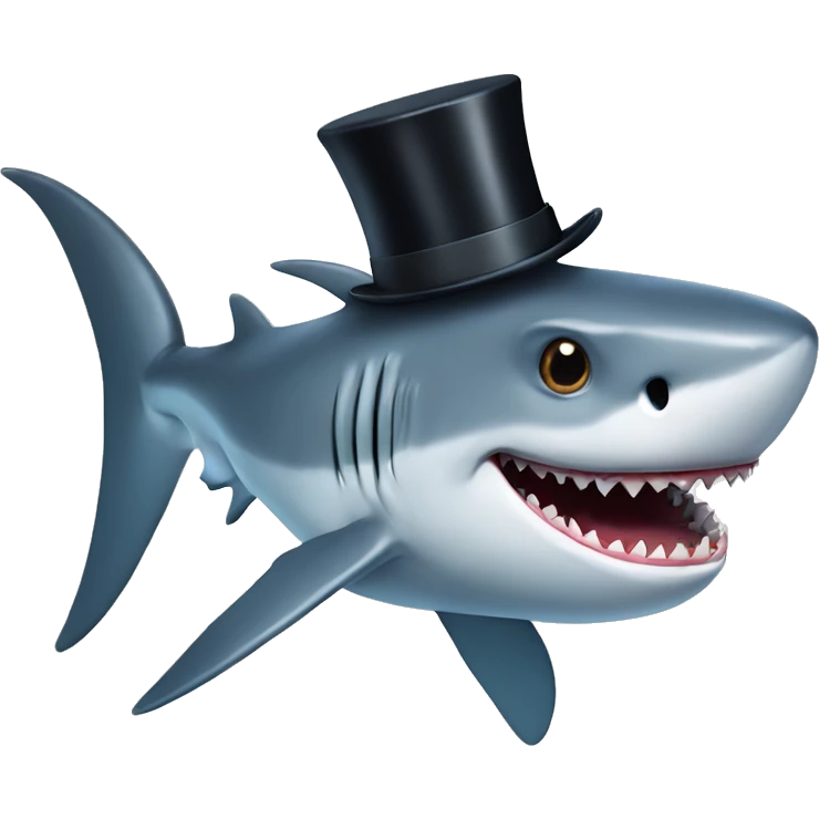 Shark with a top hat emoji