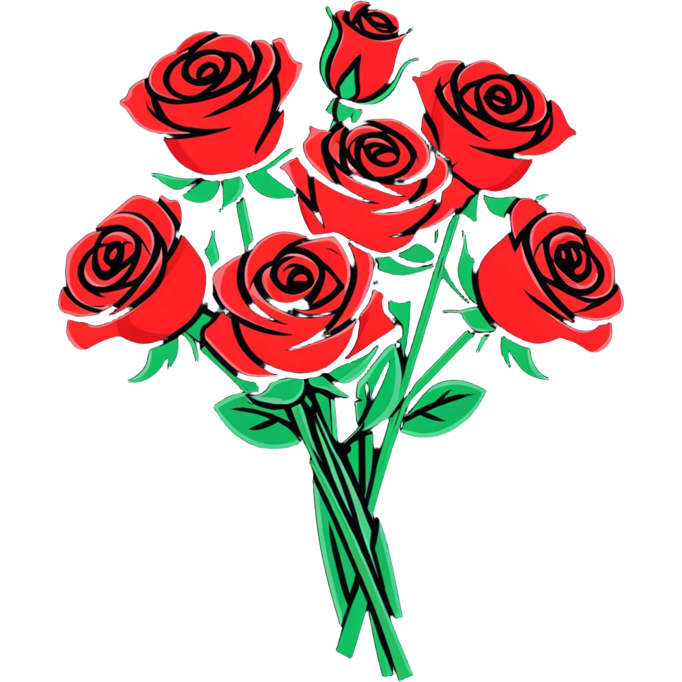 romantic bouquet of red roses emoji