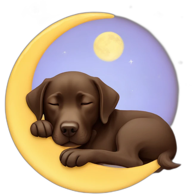 Labrador chocolate sleeping with moon emoji