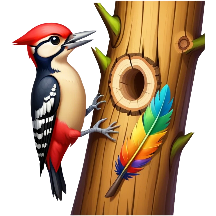 Woodpeckers taping on the trunk emoji