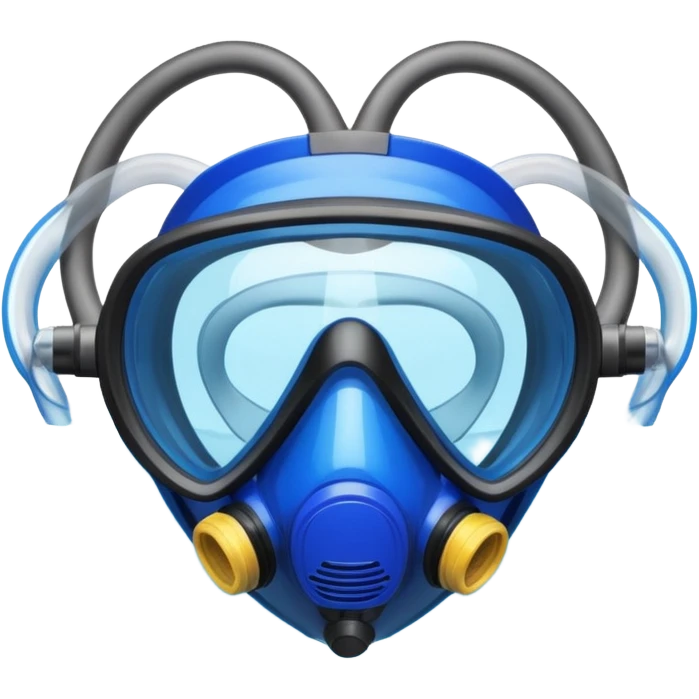 A blue heart made of clear, transparent water with a scuba mask emoji