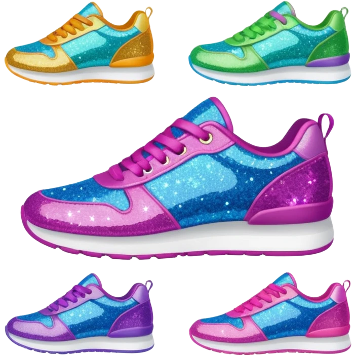 colorful glitter fabric sneakers no brand emoji