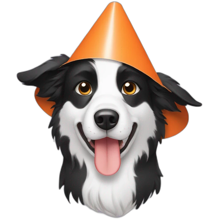 border collie wearing a cone of shame emoji