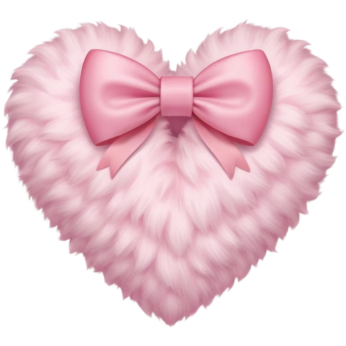 cute pastel pink fluffy heart with bow emoji