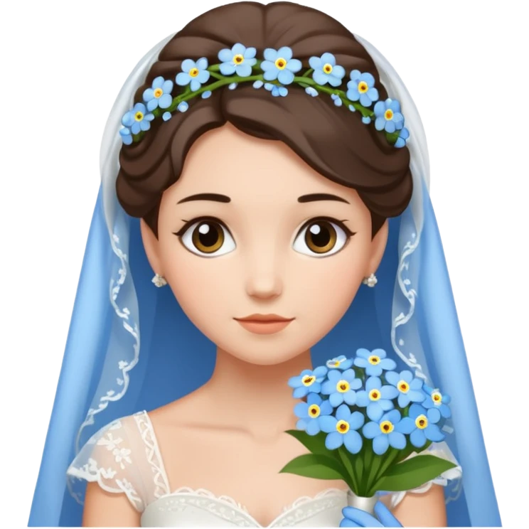 Bride with forget me not bouquet emoji