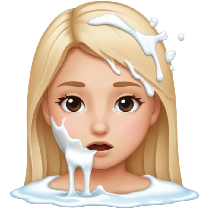 Milk spilled all over a blonde girls face  emoji