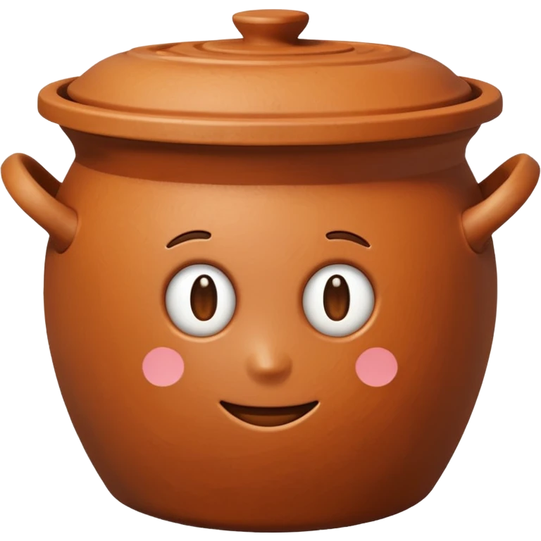 overhead view of a clay pot with a lid on, emoji style emoji