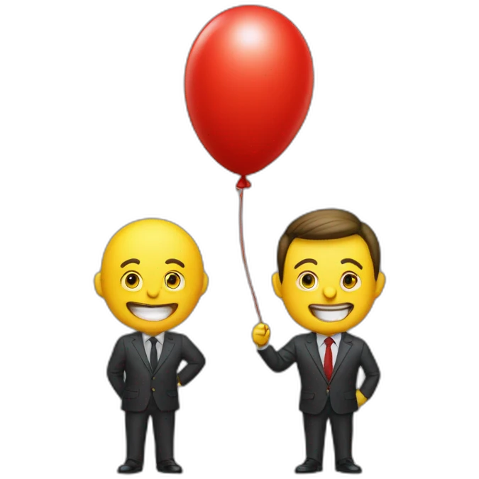 Zelensky shows an emoji with the meaning of victory and a red balloon next to it emoji