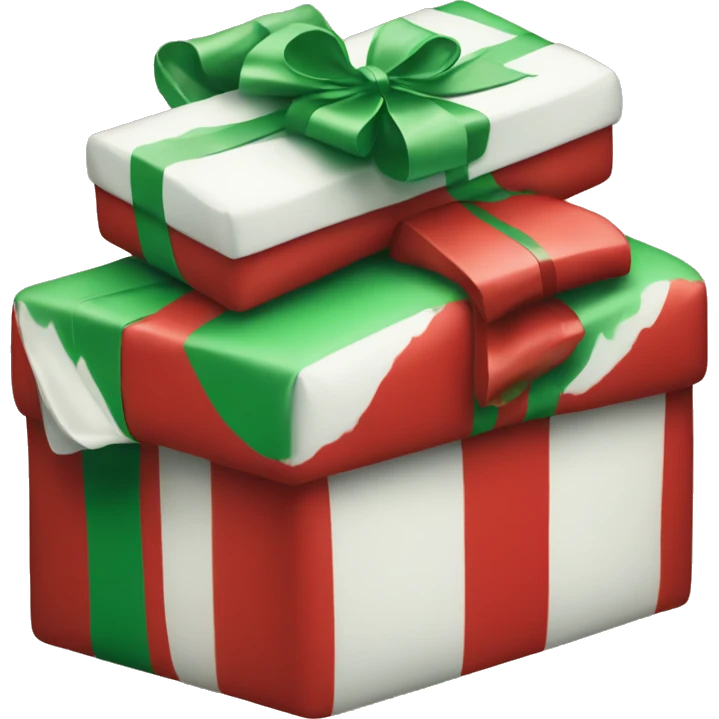 Red, white, and green stacked Christmas presents  emoji