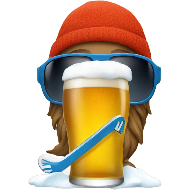 Skier with sunglasses and a beer emoji