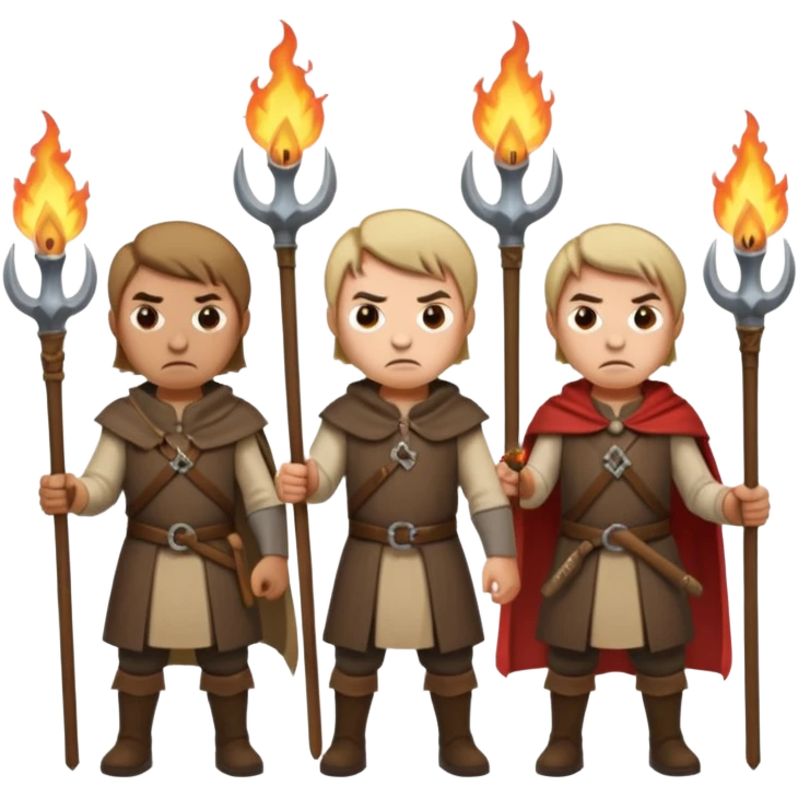 les villagois avec des fourches et des torches sapé en moyen age emoji