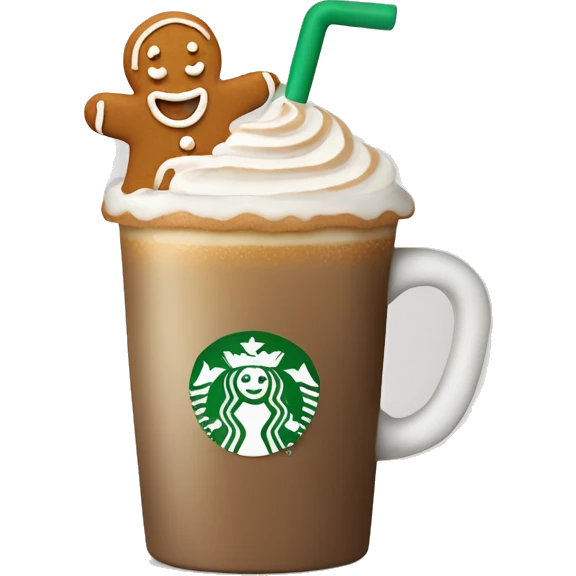Starbucks gingerbread Latte with a Little gingerbread on The cup emoji