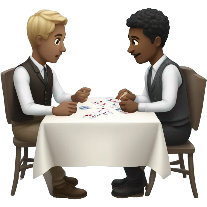 Two white people playing cards emoji