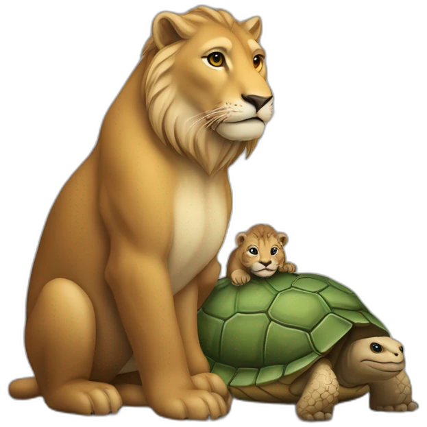 caneton sur le dos d’une loutre sur le dos d’une tortue sur le dos d’un lion emoji