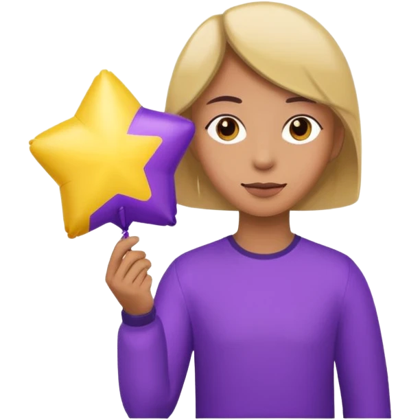 holding purple yellow star balloon emoji