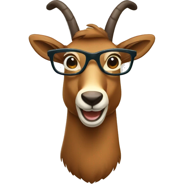 happy smart smiling brown chamois with glasses emoji