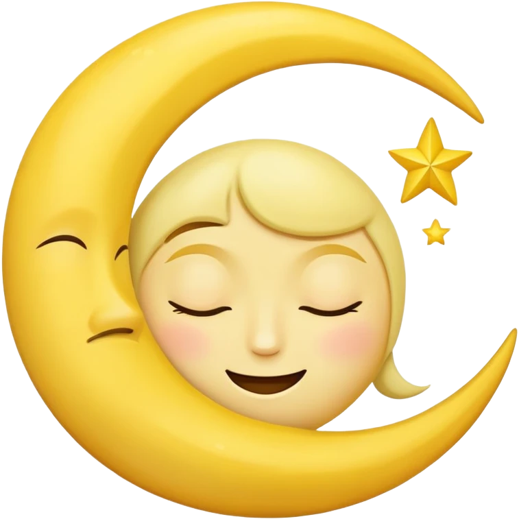 A crescent moon with a sleepy, peaceful face emoji