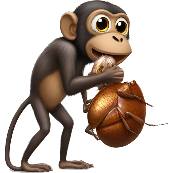 monkey kissing cockroach emoji