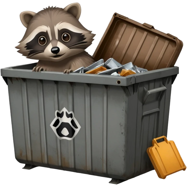 Dumpster with a raccoon on top  emoji