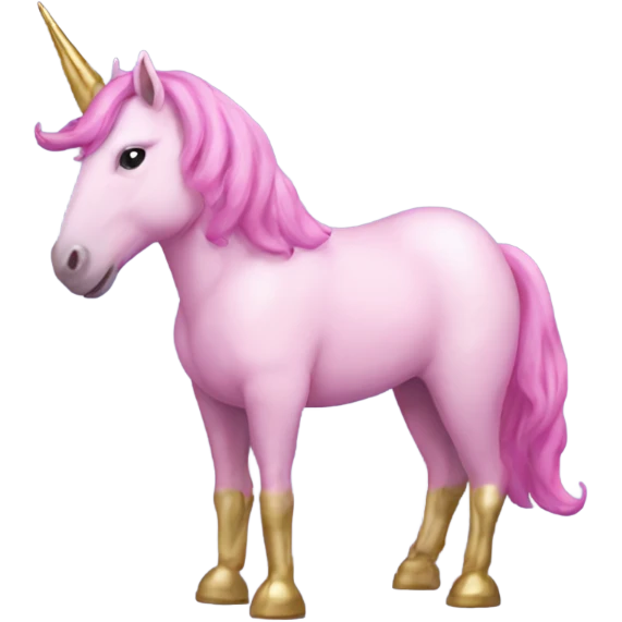 Pink unicorn with blue mane and gold horn emoji