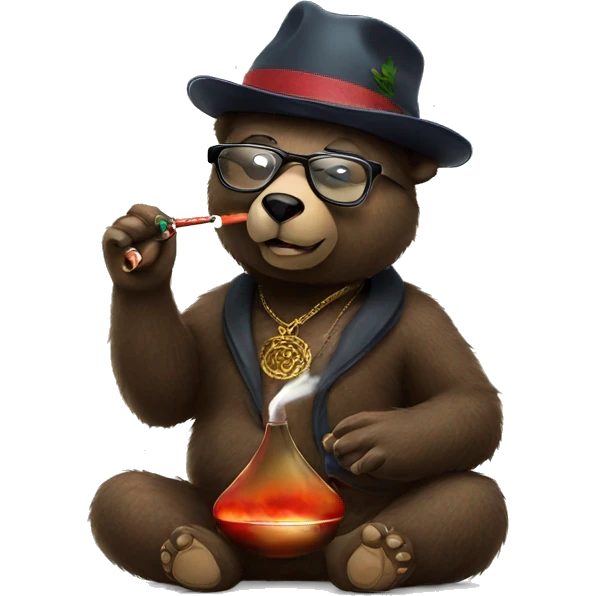bear smoking shisha with glasses emoji