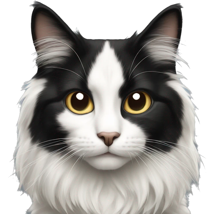 black-and-white cat domestic long-haired emoji