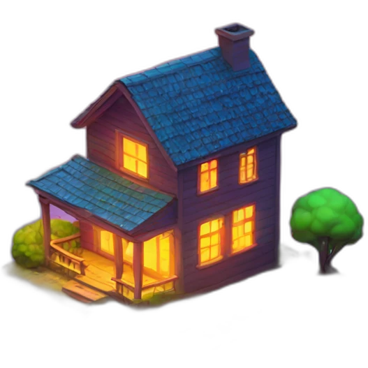 House with fluorescerende emoji