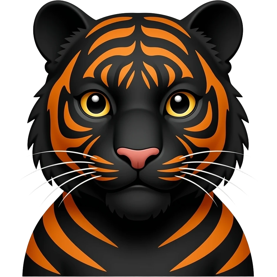 black with orange stripes tiger head and shoulders emoji