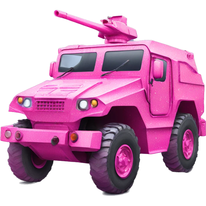 Pink ombre military vehicle with glitter emoji