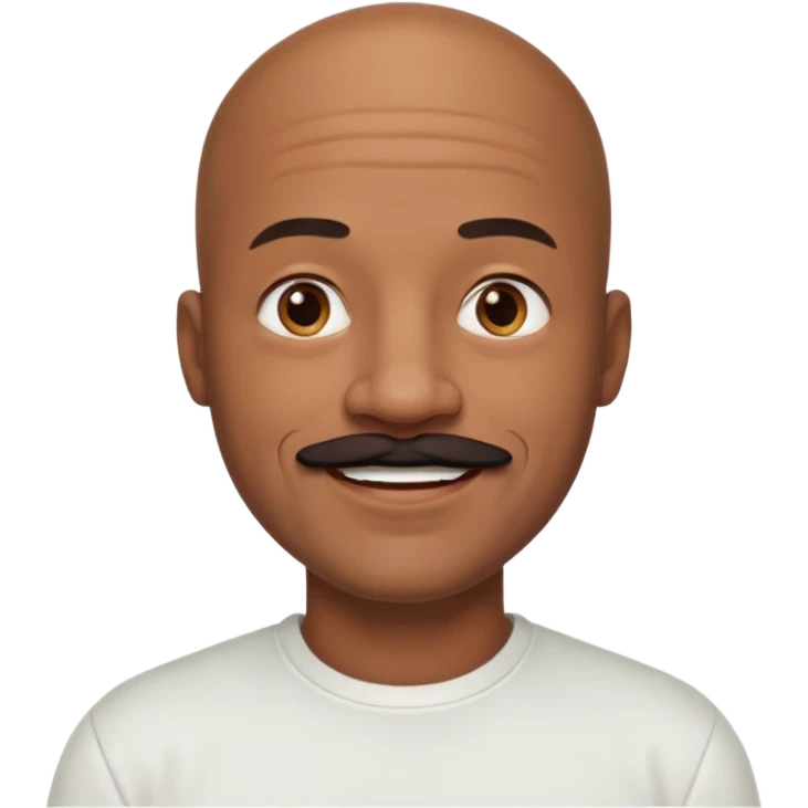 bald black dad with chin mustache smile warmly in white shirt emoji